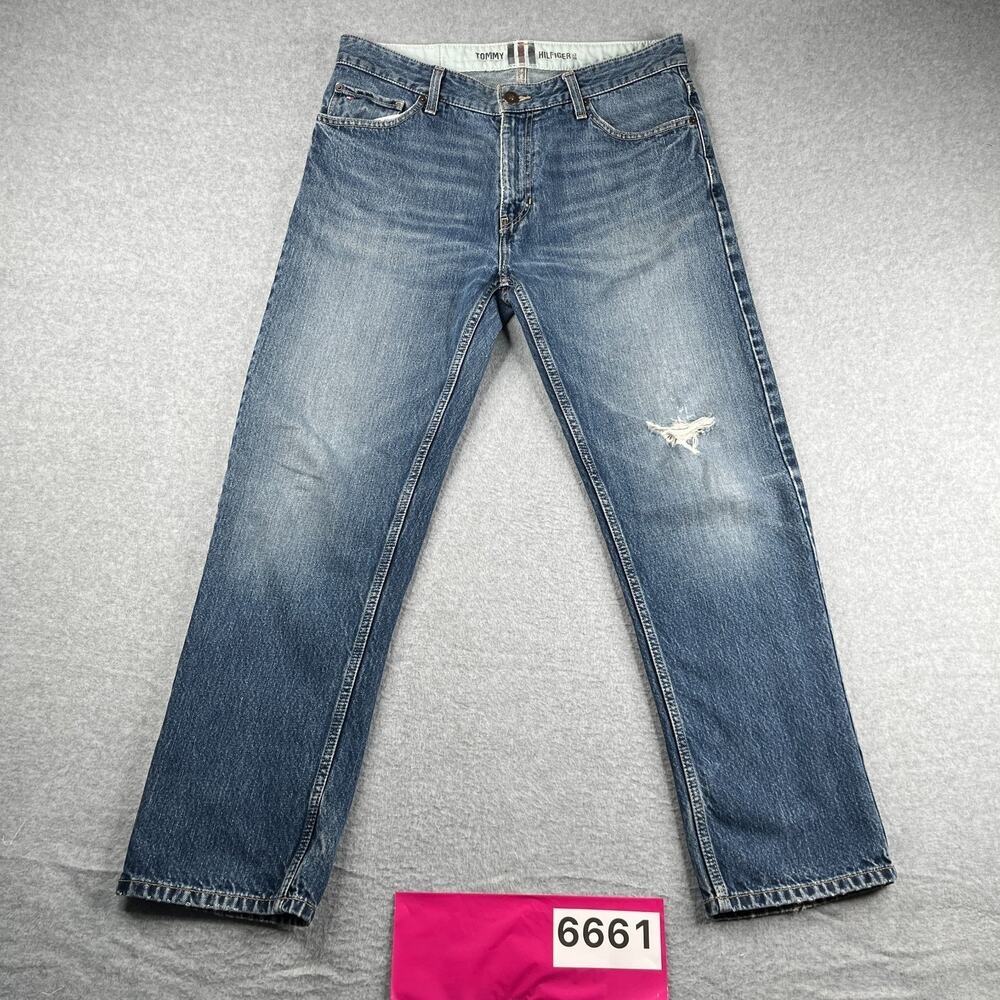 Tommy Hilfiger Denim Jeans Mens Size 33x30 Casual Blue Distressed Casual